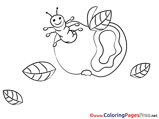 Caterpillar Apple for Children free Coloring Pages