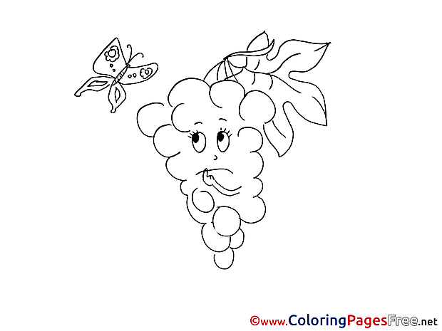 Grapes Children download Colouring Page