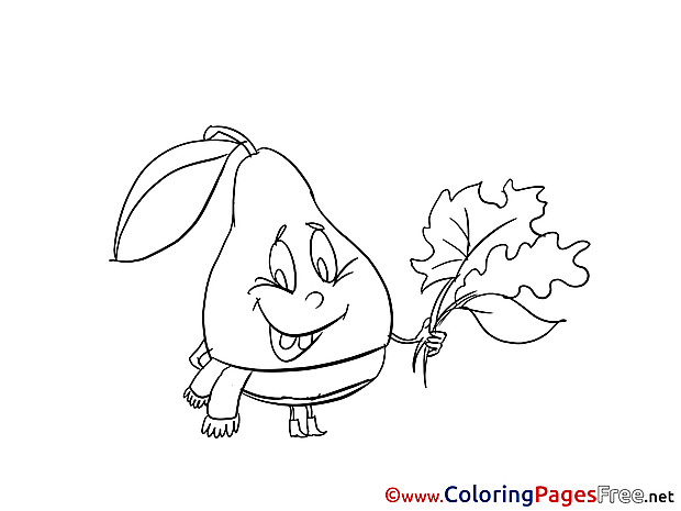 Leaf Pear for Kids printable Colouring Page