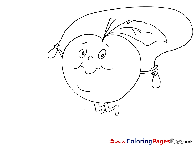 Skipping Rope Apple for Kids printable Colouring Page