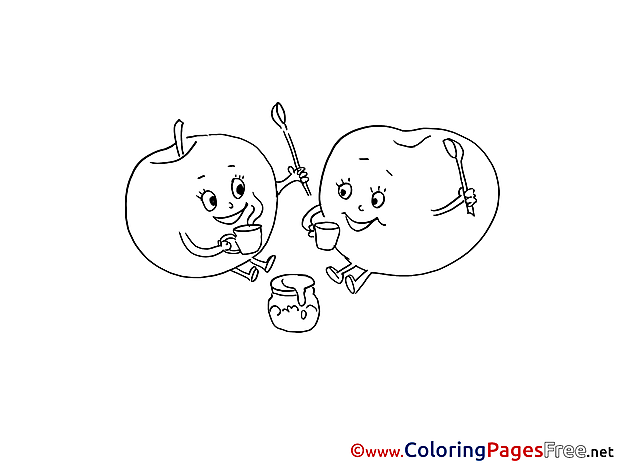 Tea Apples printable Coloring Sheets download