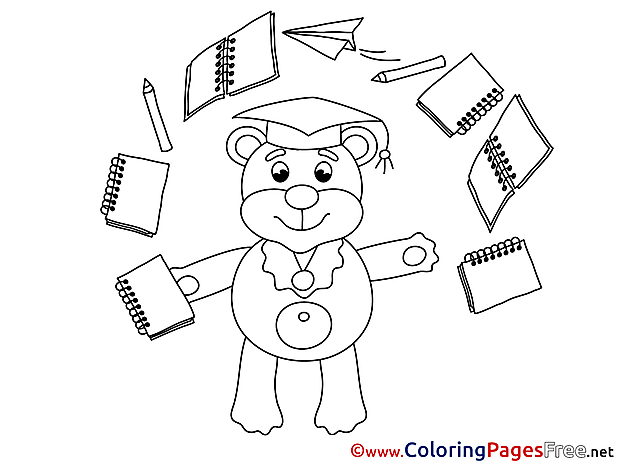 Bear Exercise Books Kids Graduation Coloring Page