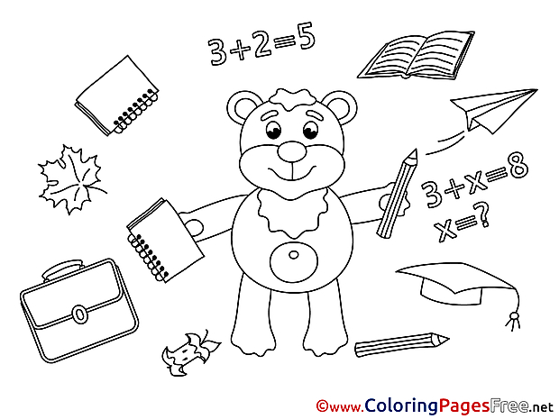 Bear Graduation School Coloring Pages download