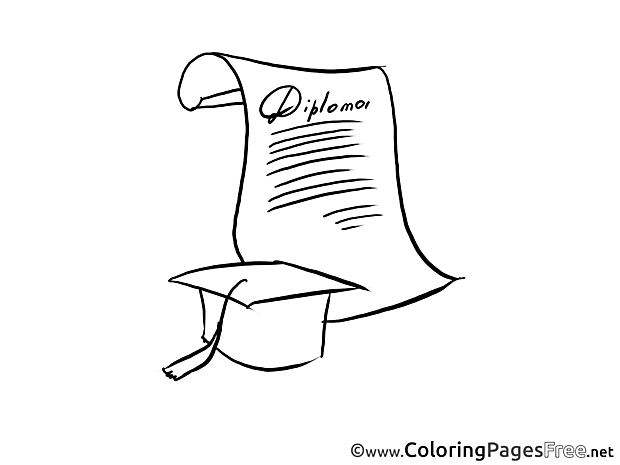 Cap printable Coloring Pages Diploma Graduation