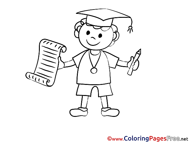 Children Student Graduation Colouring Page