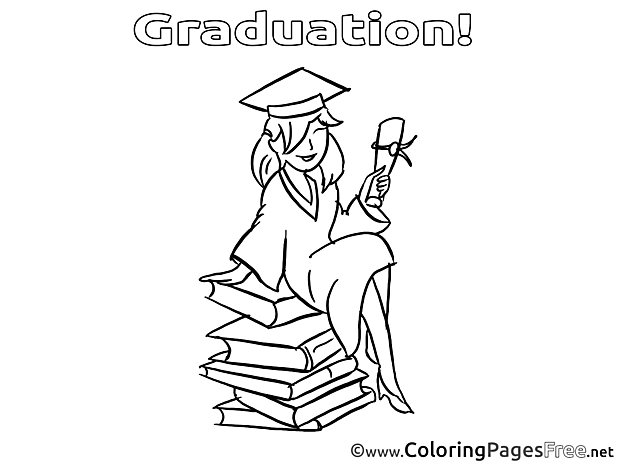 Girl Children Graduation Colouring Page