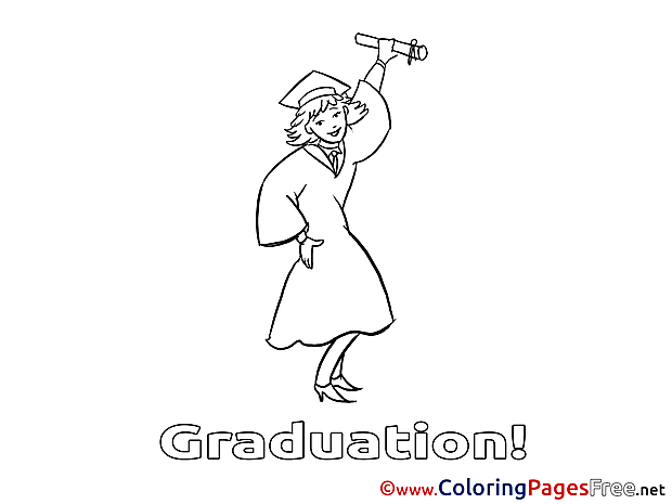 Girl Graduation free Coloring Pages