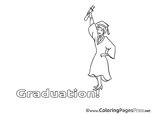 Girl with Diploma Coloring Sheets Graduation free