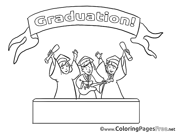 Guitar Graduation Friends Colouring Sheet free