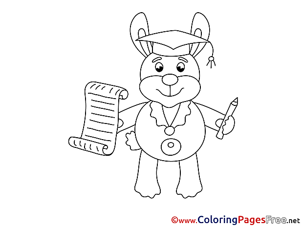 Hare in School download Graduation Coloring Pages
