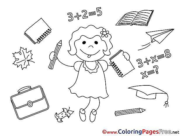 Little Girl Supplies Graduation free Coloring Pages