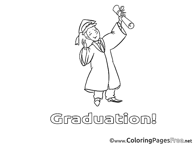 Man with Diploma free Colouring Page Graduation