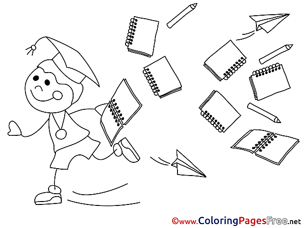 Notebooks free Colouring Page School Graduation