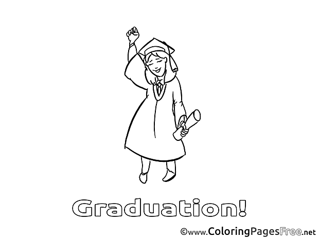 Woman with Diploma download Graduation Coloring Pages