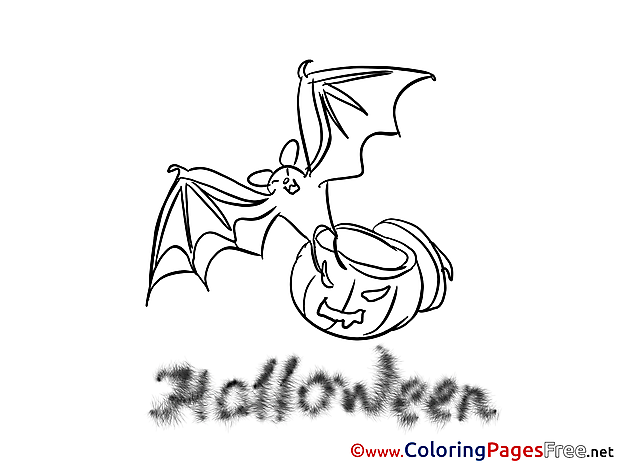 Bat free Colouring Page Halloween