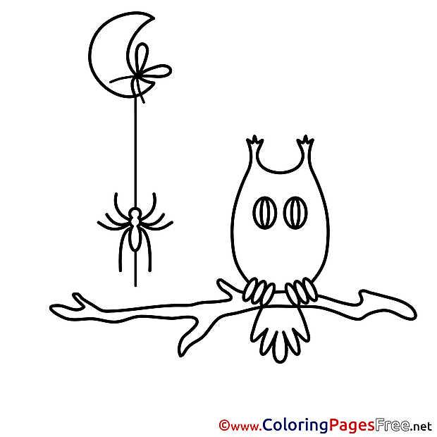 Branch Owl Kids Halloween Coloring Pages