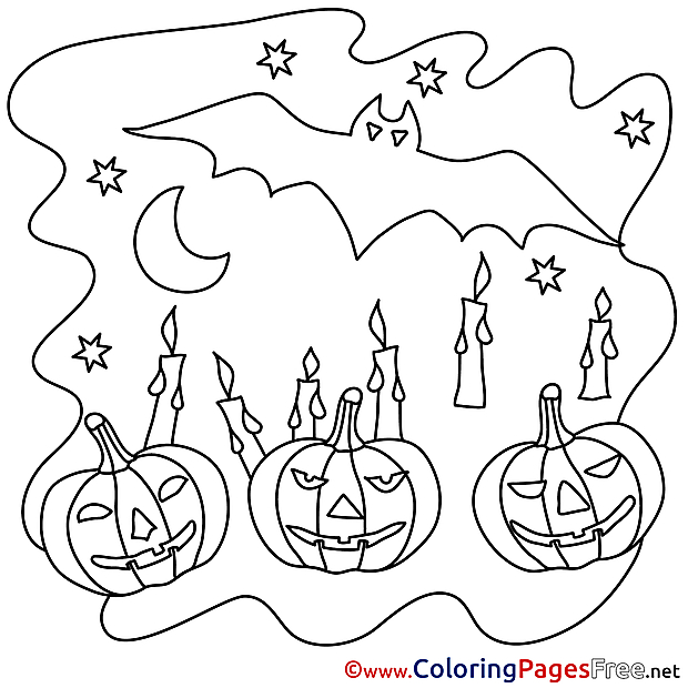 Candles Night printable Coloring Pages Halloween