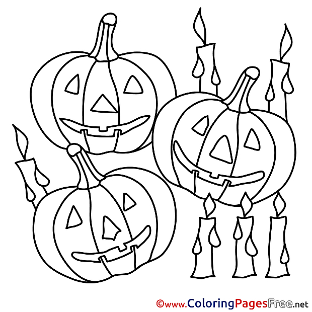 Candles with Pumpkins printable Halloween Coloring Sheets