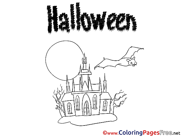 Castle Halloween free Coloring Pages