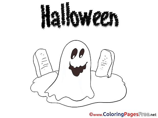 Cemetery Halloween Coloring Pages free