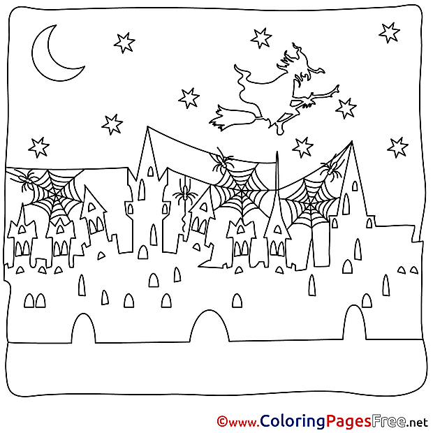 City Colouring Sheet Night download Halloween