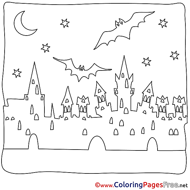 City for Kids Halloween Bat Colouring Page