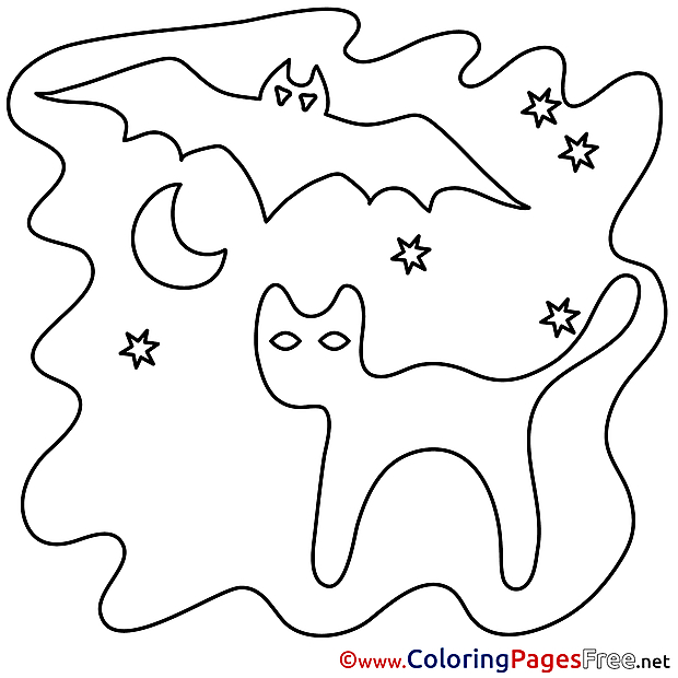 Colouring Page Cat Halloween free