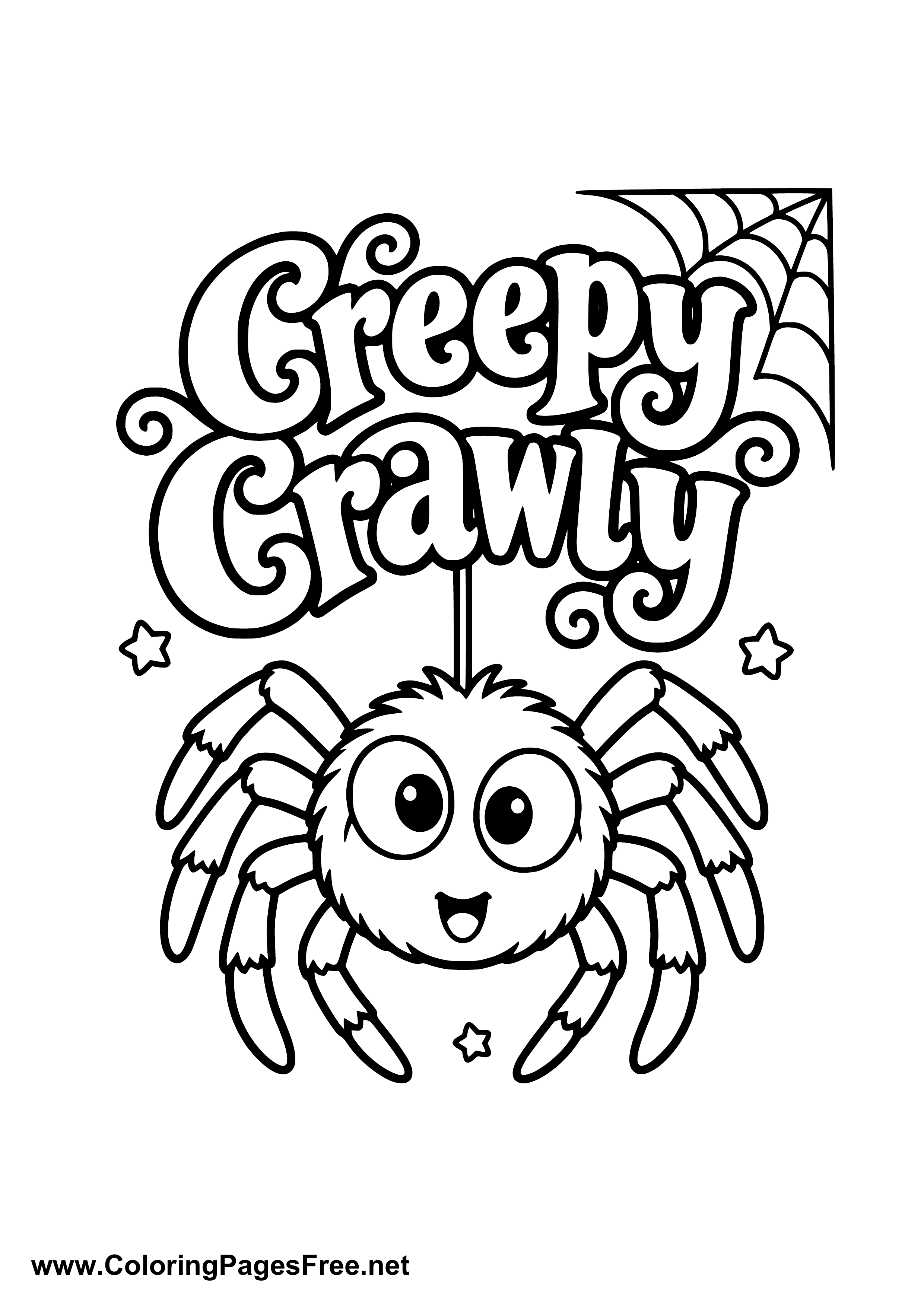 Creepy Crawly Friendly Spider Coloring Page