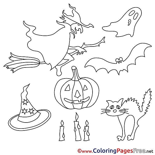 Decoration Kids Halloween Coloring Page