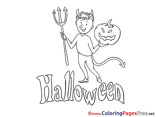Devil Colouring Sheet download Halloween