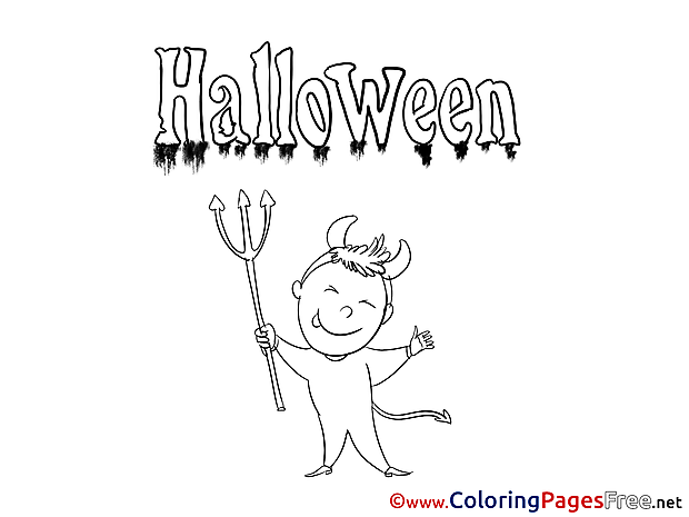 Devil Kids Halloween Coloring Page