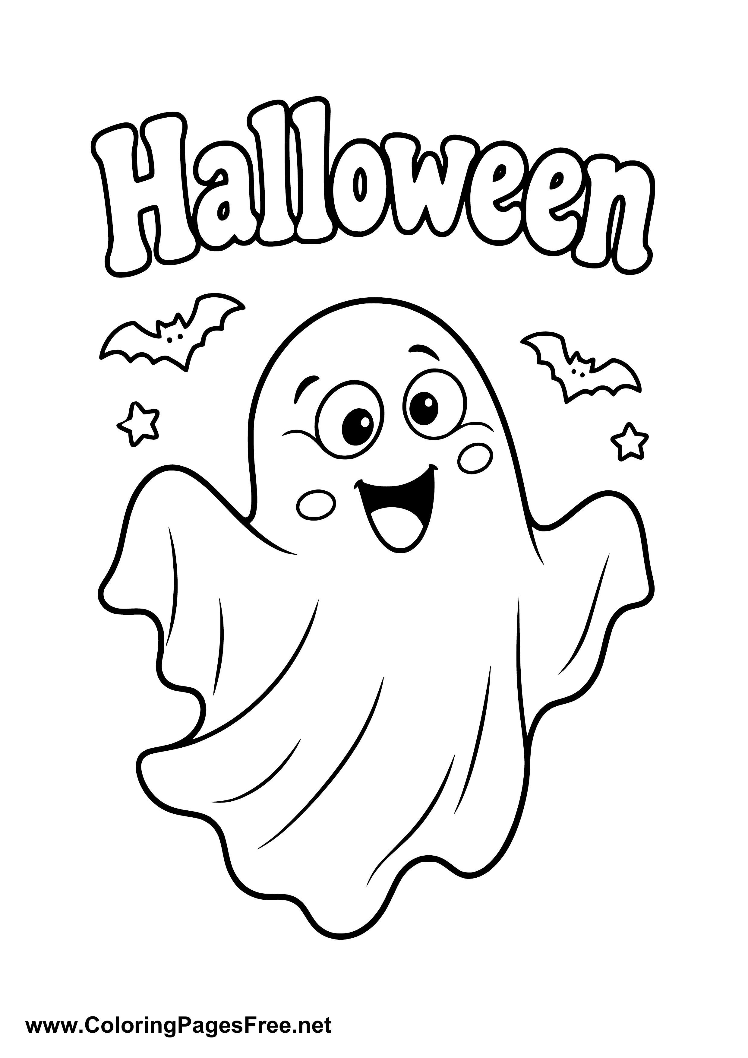 Funny Halloween Ghost Coloring Page