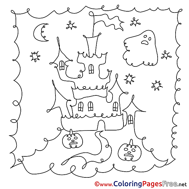 Halloween Castle Colouring Sheet free