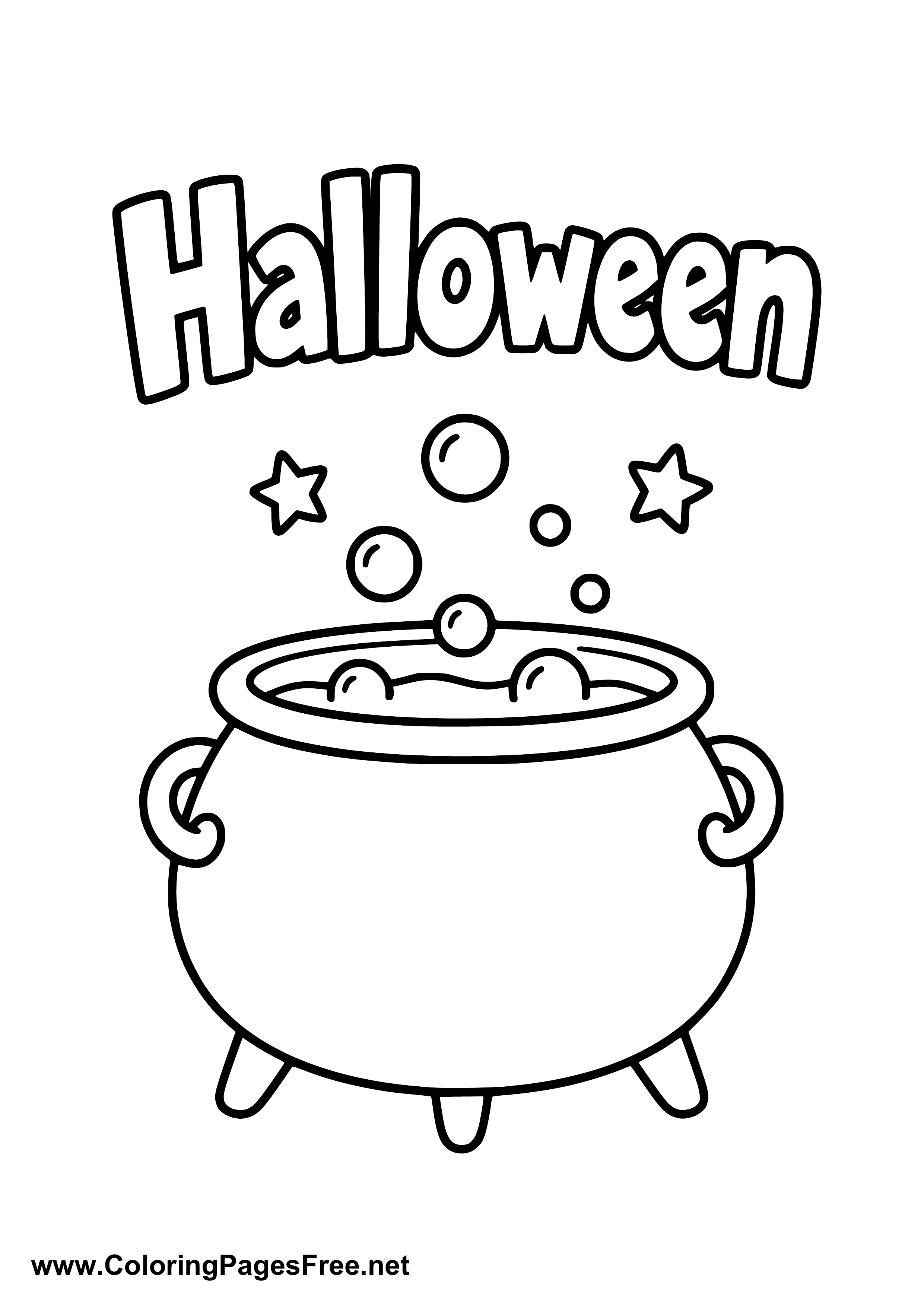 Halloween Cauldron Full of Magic Potion Coloring Page