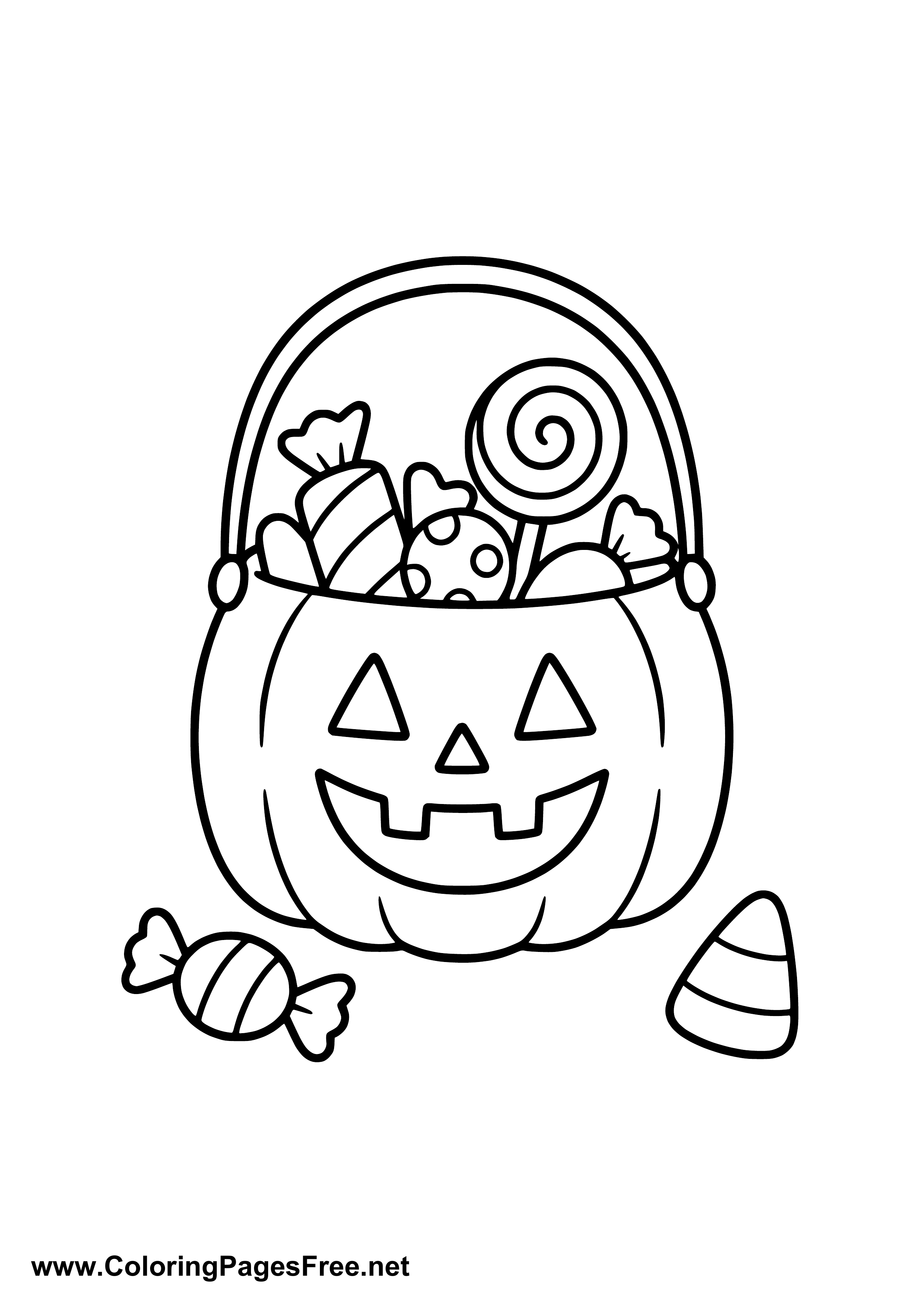 Halloween Pumpkin Bucket Coloring Page