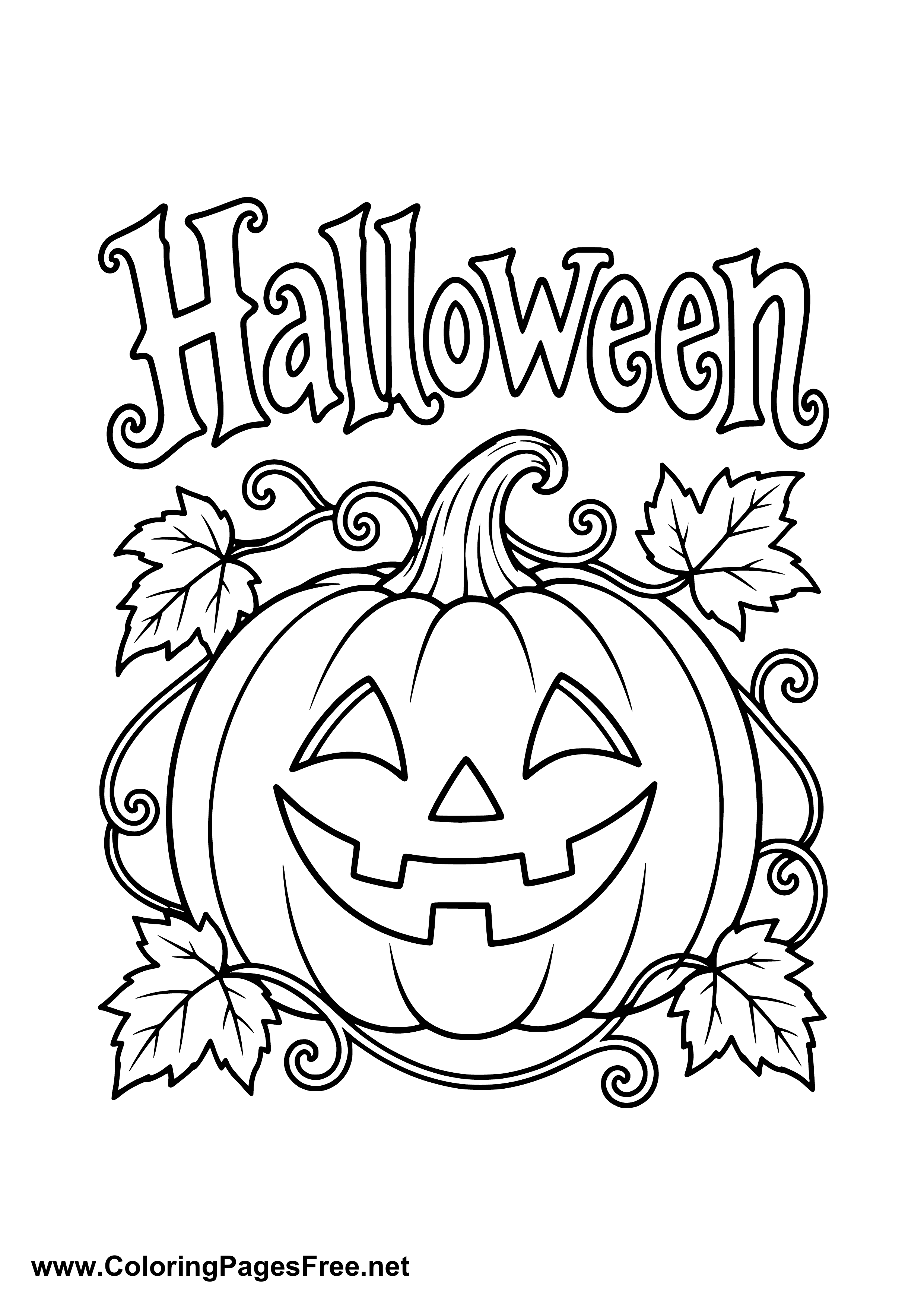 Halloween Pumpkin Lantern with Vines Coloring Page