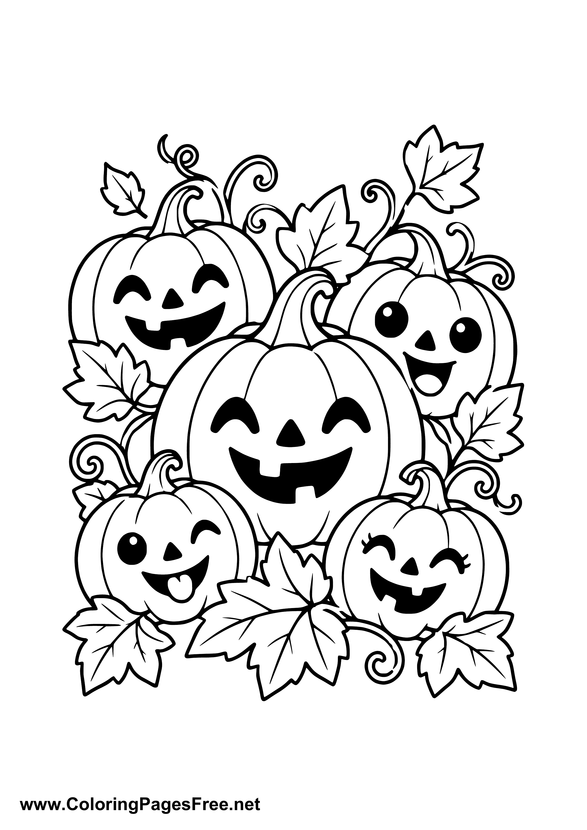 Halloween Pumpkins Coloring Page