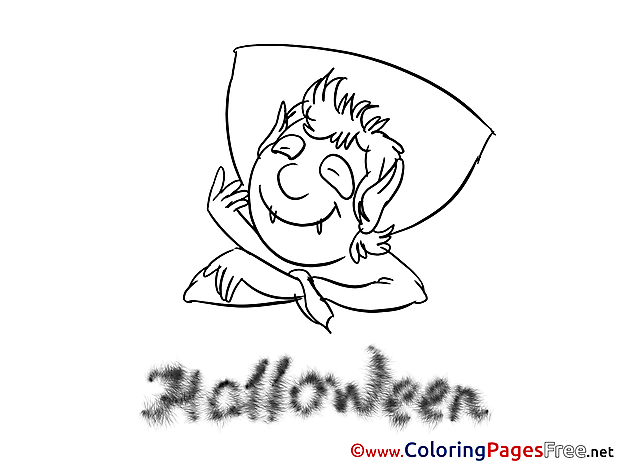 Happy Vampire Kids Halloween Coloring Page