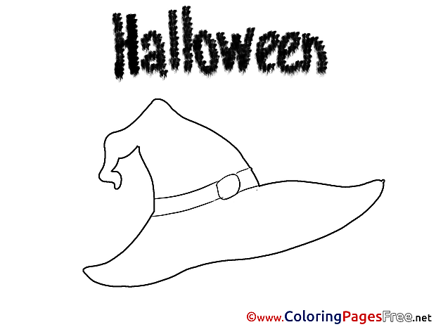 Hat Children Halloween Colouring Page