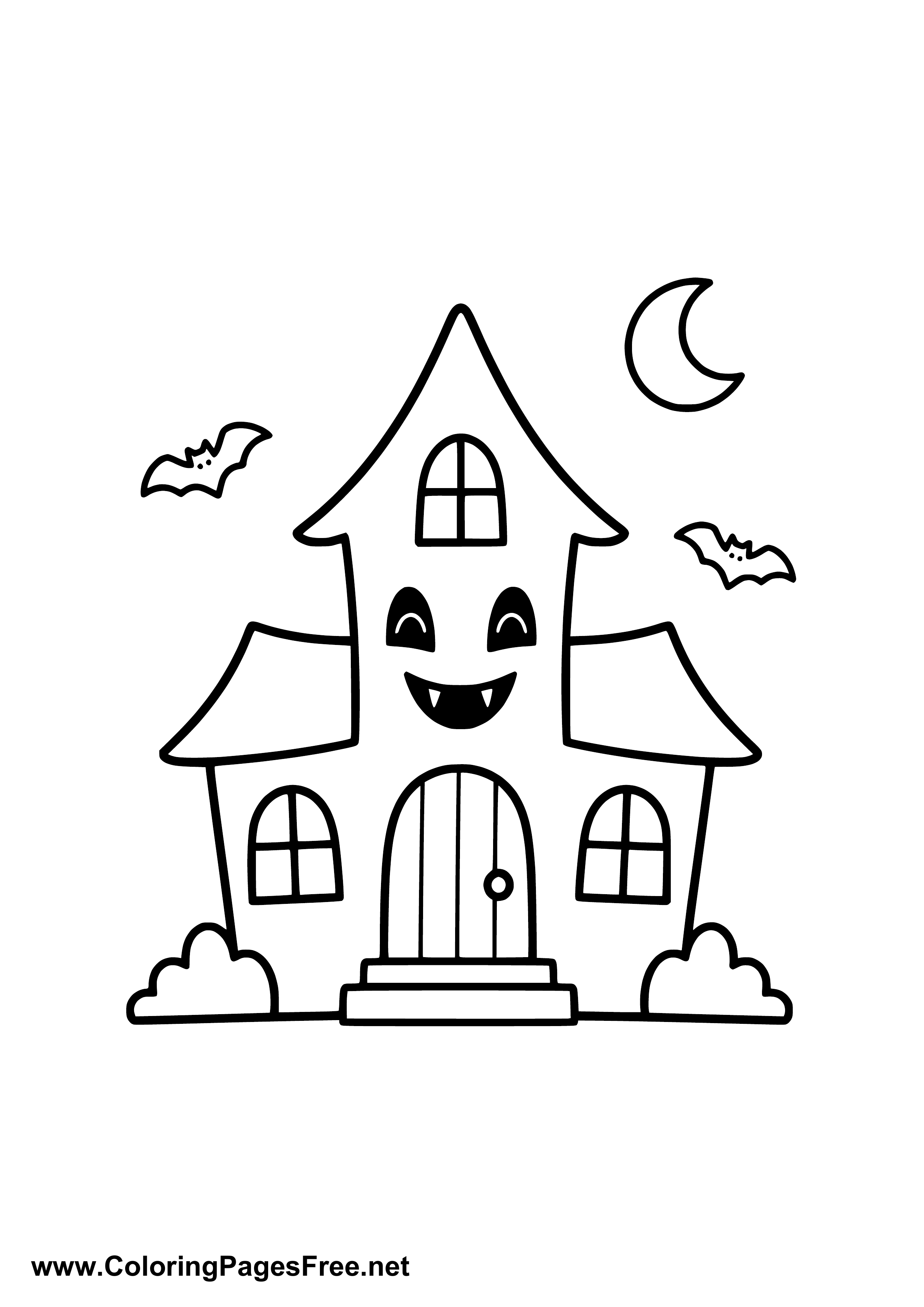 Haunted House Coloring Page Halloween
