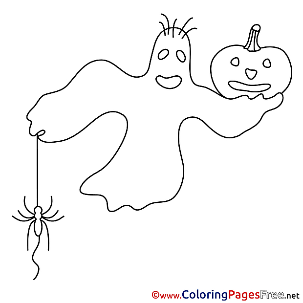Illustration Ghost Kids Halloween Coloring Page