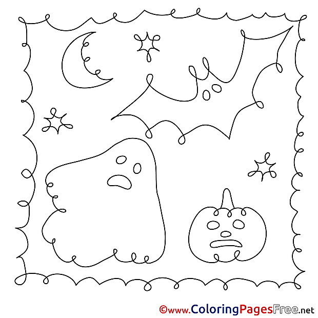 Image Children Night Halloween Colouring Page