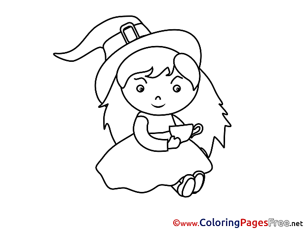 Kids Halloween Sorceress Coloring Pages