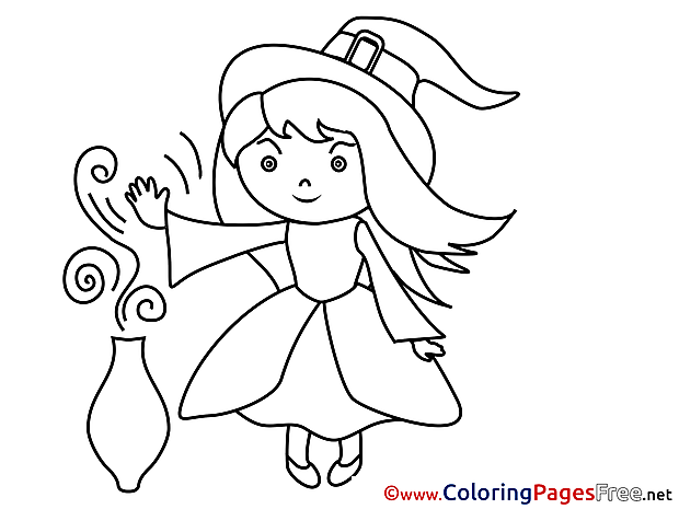 Little Sorceress Colouring Page Halloween free