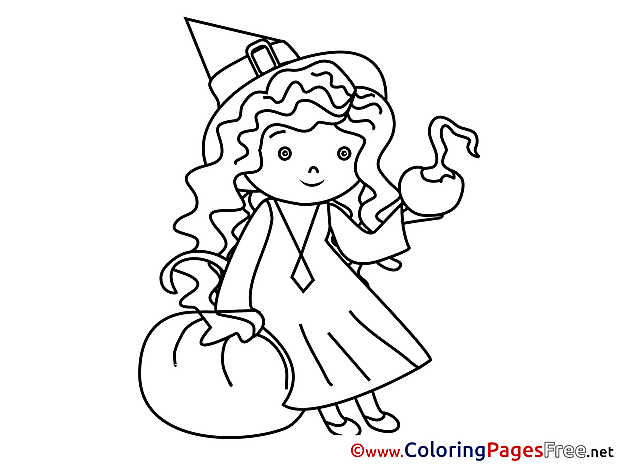 Little Witch free Halloween Coloring Sheets