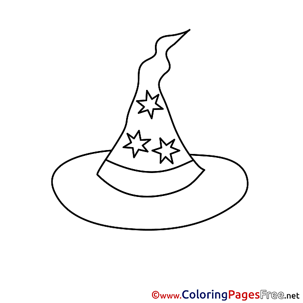 Magic Hat free Colouring Page Halloween