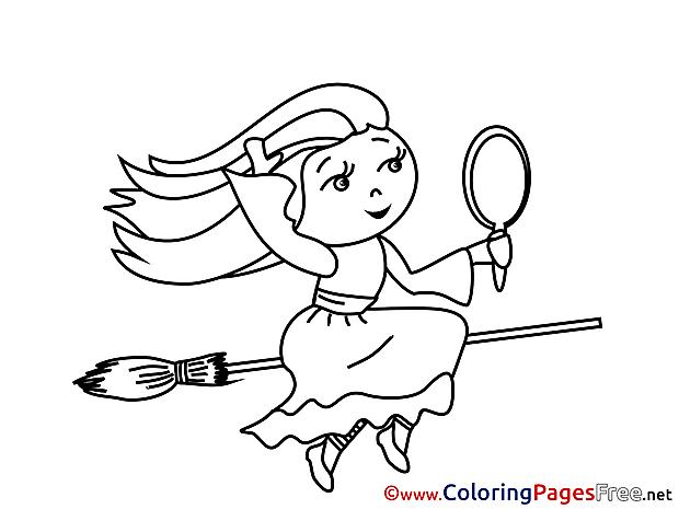 Mirror Witch Colouring Sheet download Halloween