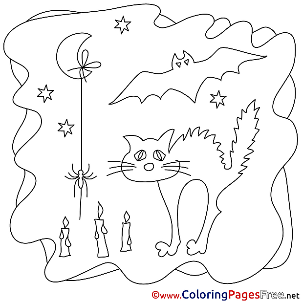 Moon Cat printable Halloween Coloring Sheets