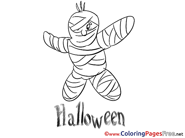 Mummy Kids Halloween Coloring Page