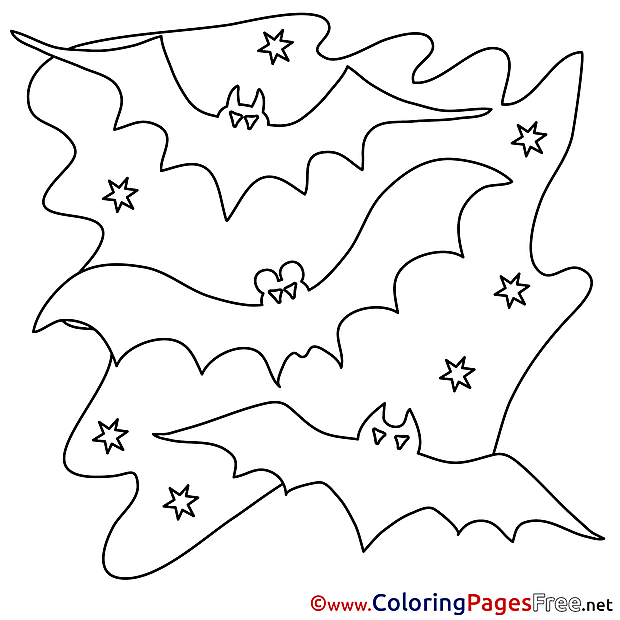 Night download Halloween Bats Coloring Pages